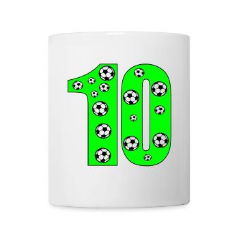 Zahl 10 - Zehn - Fussball - 10. Kindergeburtstag - Tasse - Weiß - Vorne