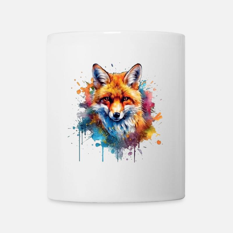 Fox Portrait in Color Explosion - Mug - white