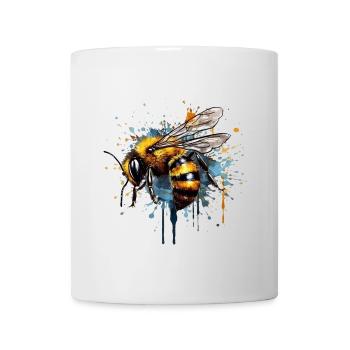 Wasserfarbige Biene auf Leinwandkunst - Tasse - Weiß - Vorne