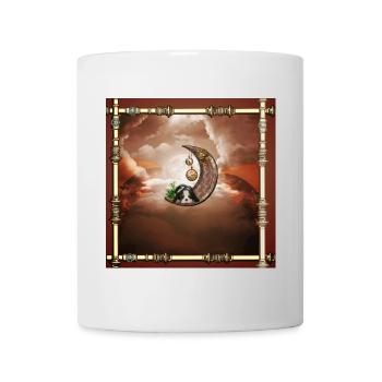 Steampunk-Mond mit Welpen - Tasse - Weiß - Vorne