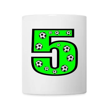 5. Kindergeburtstag - Kinder Fussball - Zahl FÜNF - Tasse - Weiß - Vorne