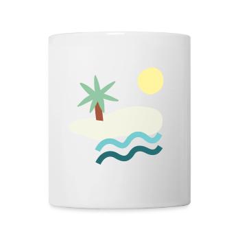 Sunny Beach Paradise Minimalist Illustration - Mug - white - Front