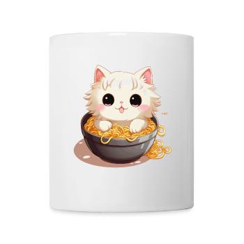 Kawaï cat in a bowl of Japanese noodles - Mug - white - Front