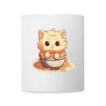 Chat Kawaï dans un bol de ramen - Mug blanc - blanc - Devant