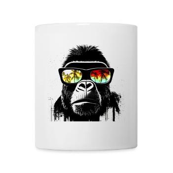 Gorilla with palm tree sunglasses - Mug - white - Front