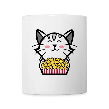 Katze Movies Popcorn Kino Binge Watching Cineast - Tasse - Weiß - Vorne