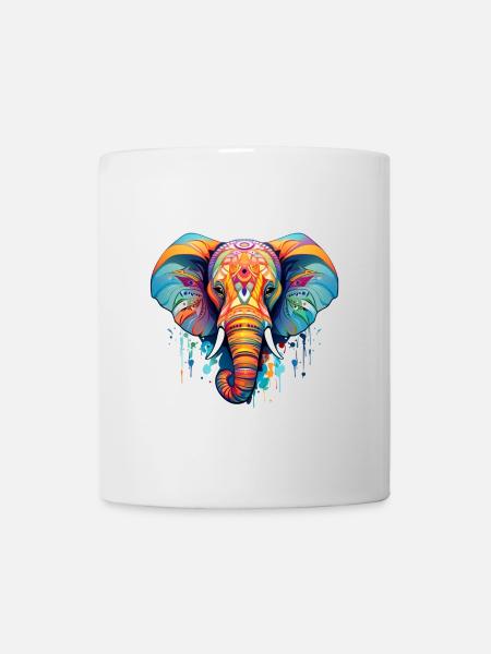 éléphant coloré - Mug blanc - blanc