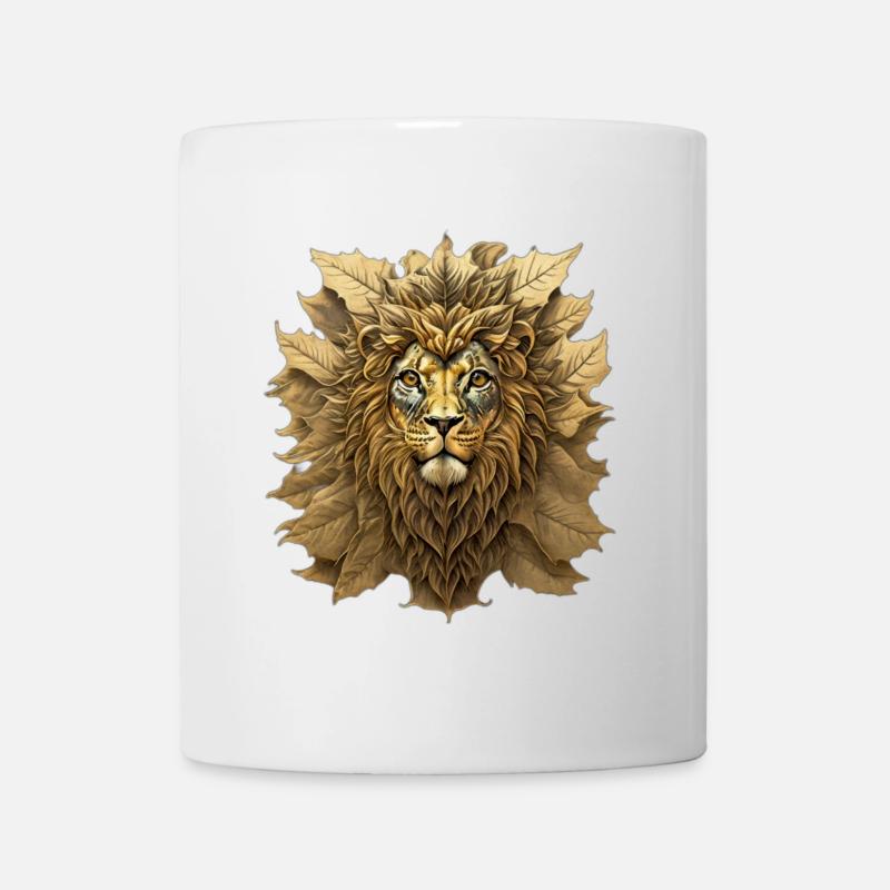 Portrait du Lion feuille d’automne - Mug blanc - blanc
