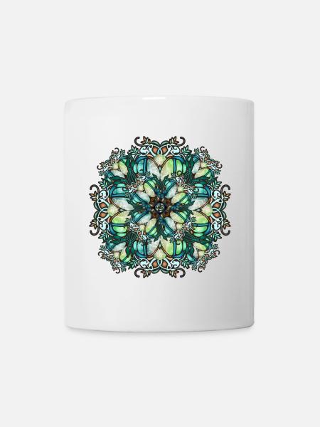 Rosace Art Nouveau en verre transparent - Mug blanc - blanc
