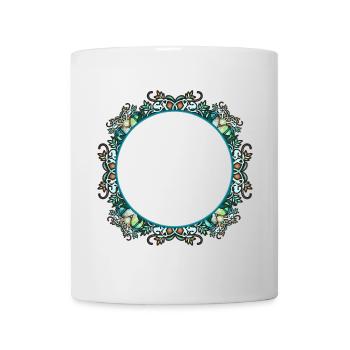 Art Nouveau frame in transparent glass look - Mug - white - Front