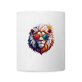 Lion à lunettes de soleil néon - Mug blanc - blanc - Devant