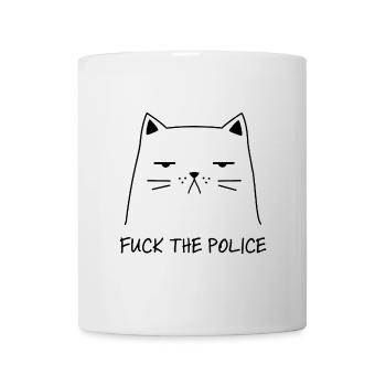 Fuck the Police funny cat against the system - Mug - white - Front