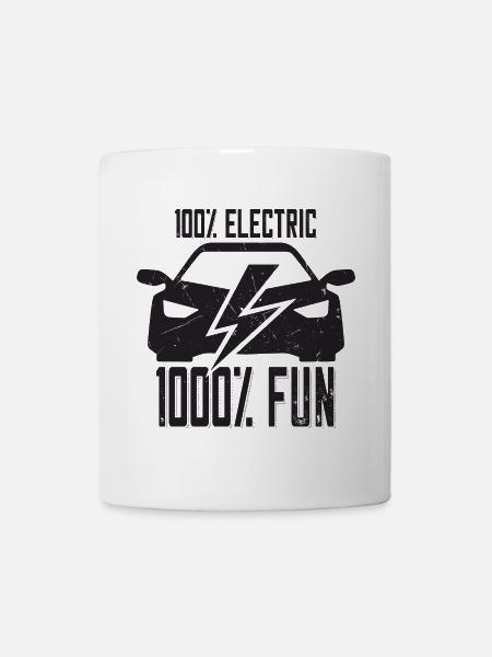 100% Electric 1000% Fun - für Elektro Auto Fans - Tasse - Weiß