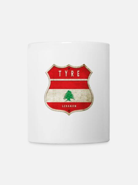 Tyre Libanon Wappen Flaggen Design - Tasse - Weiß