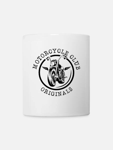 Symbole de l’emblème Motorcycle Club Custom Garage Chopper - Mug blanc - blanc