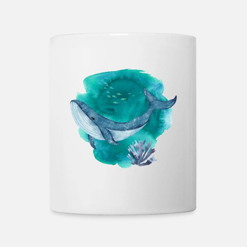 Blue Whale Watercolor – Ocean Wildlife Art - Mug - white