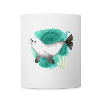 Aquarell Niedliche Robbe im Ozean - Tasse - Weiß - Vorne