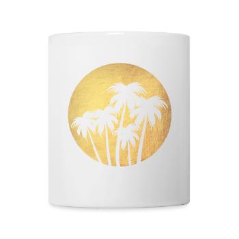 Circle Gold Palm Trees Luxury Vacation Round Chill South Seas - Mug - white - Front