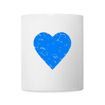 Coeur bleu - Eau - Bavière - Look usé - Mug blanc - blanc - Devant