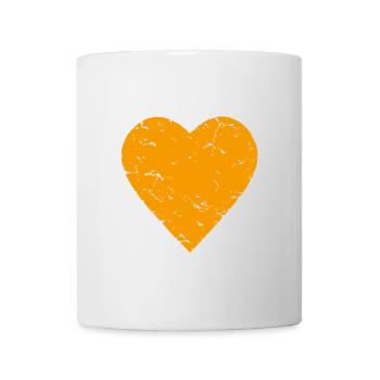 Coeur orange - Amour - Halloween - Look usé - Mug blanc - blanc - Devant