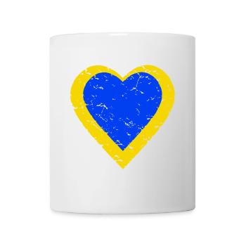 Solidarity with Ukraine - yellow blue heart - Mug - white - Front