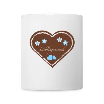 "Jahrmarkt-Liebe" Lieblingsmensch hellblau - Tasse - Weiß - Vorne