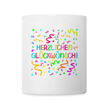 Herzlichen Glückwunsch Geburtstagsgrüße Konfetti - Tasse - Weiß - Vorne