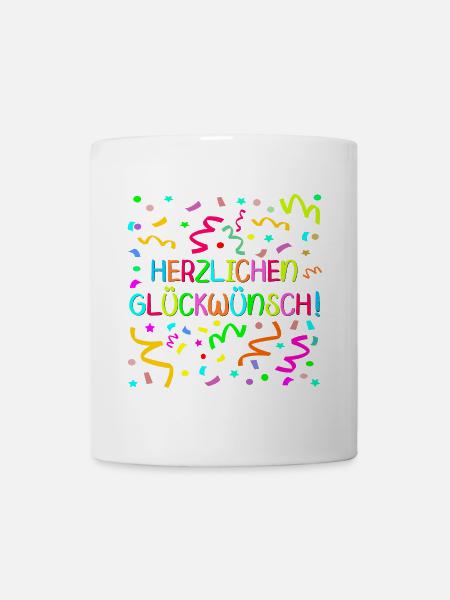 Herzlichen Glückwunsch Geburtstagsgrüße Konfetti - Tasse - Weiß