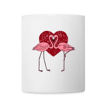 Flamingos in love in pink heart - Mug - white - Front