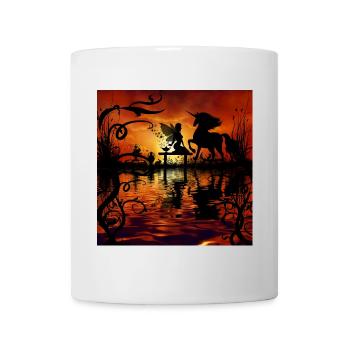 Wunderbare Fee mit Einhorn im Sunet. - Tasse - Weiß - Vorne
