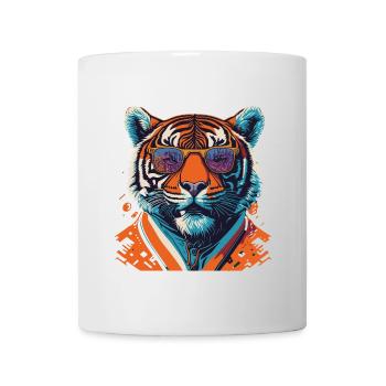 Wild und furchtlos: Retro Tiger T-Shirt - Tasse - Weiß - Vorne