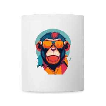 Verspielte Prahlerei: Retro Monkey T-Shirt - Tasse - Weiß - Vorne