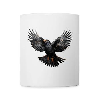 Alpendohle im Flug – Alpen Vogelmotiv - Tasse - Weiß - Vorne