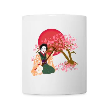 Une femme japonaise joue Shamisen - Mug blanc - blanc - Devant