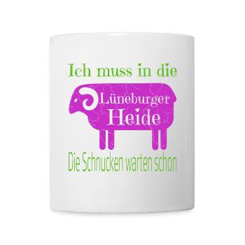 Lüneburger Heide Motiv mit Heidschnucke - Tasse - Weiß - Vorne