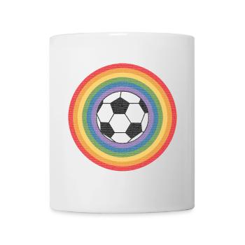 Fußball Regenbogen WM - Tasse - Weiß - Vorne