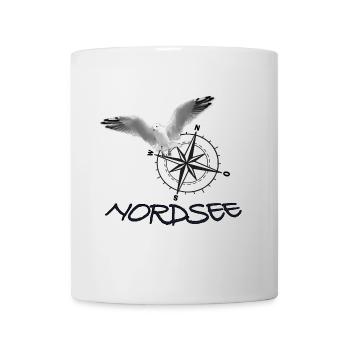 Nordsee - Möwe mit Kompass - Tasse - Weiß - Vorne