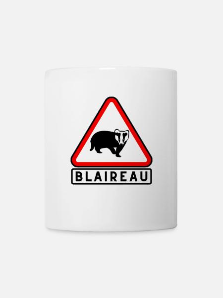 Blaireau Triangle Avertissement - Mug blanc - blanc
