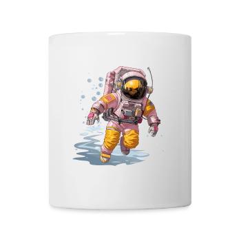 Pink Spacewalker im Gelb-Orangenanzug - Tasse - Weiß - Vorne
