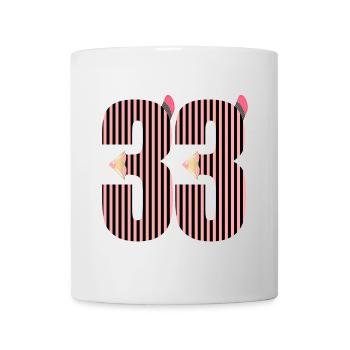 ZAHL 33 - DREIUNDDREIßIG - 33. Geburtstag - Tasse - Weiß - Vorne