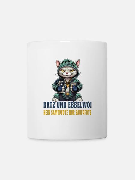 Apfelwein und Katzen Design - Tasse - Weiß