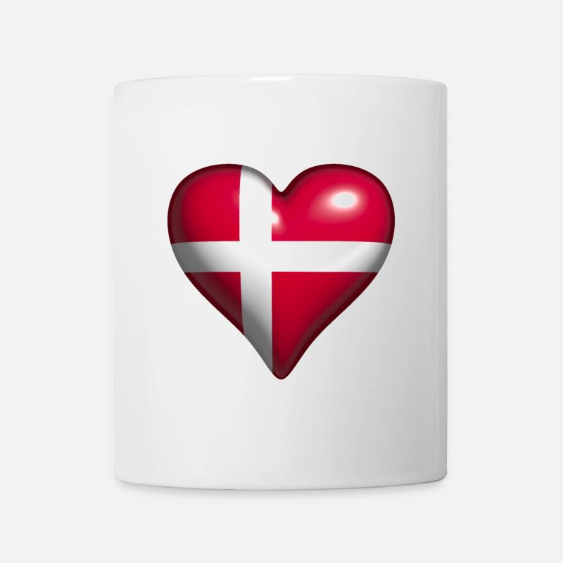 Dänemark glänzendes Herz mit Dannebrog rot weiß - Tasse - Weiß