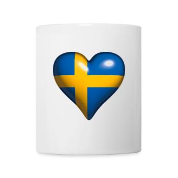 Sweden Shiny Heart Blue Yellow Cross - Mug - white - Front