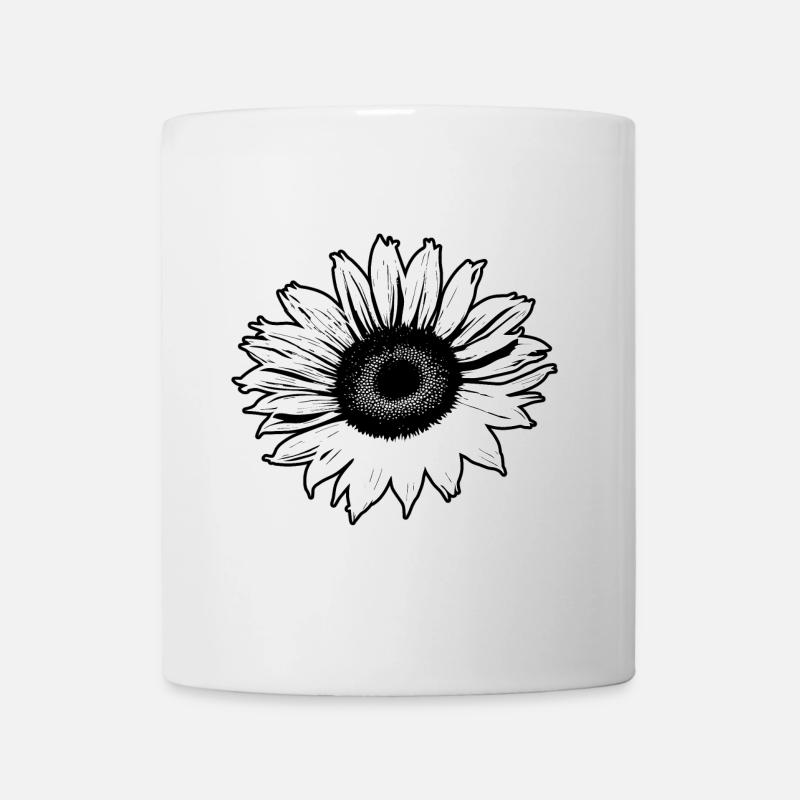sunflower in black and white - Mug - white