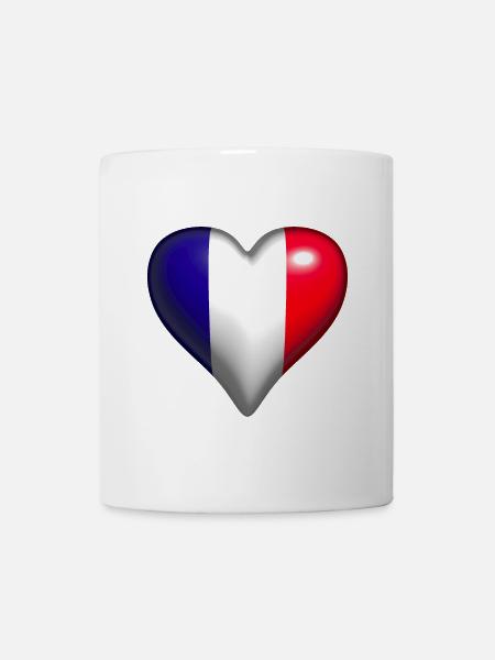 France coeur brillant tricolore bleu blanc rouge - Mug blanc - blanc