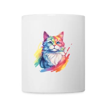 Rainbow Cat – Malerische Regenbogen-Katze - Tasse - Weiß - Vorne