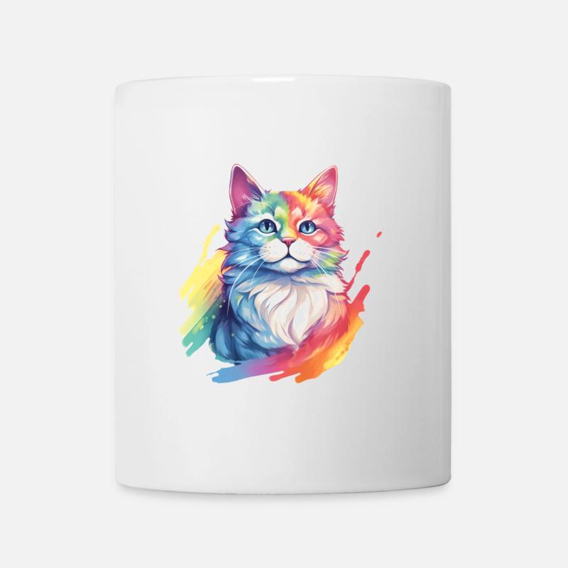 Chat arc-en-ciel – Chat arc-en-ciel pittoresque - Mug blanc - blanc
