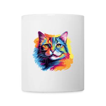 Chat Pop Art – Chat coloré dans une frénésie de couleurs - Mug blanc - blanc - Devant