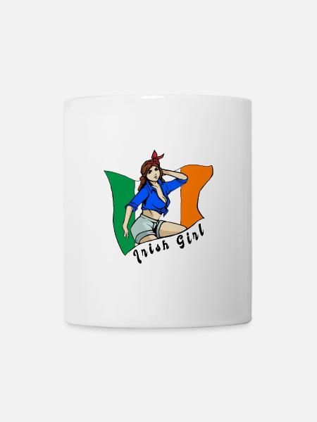 Irisches Mädchen Flaggen Design - Tasse - Weiß