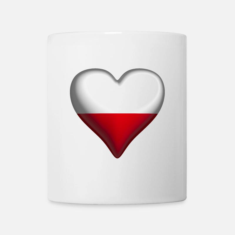 Polen glänzendes Herz weiß rot - Tasse - Weiß